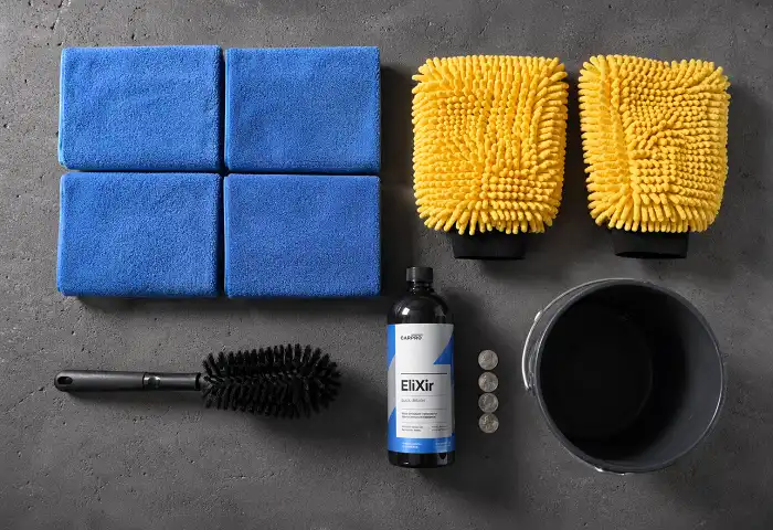 car-wash-self-clean-supplies-flat-lay