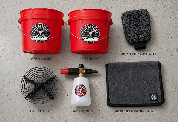 car wash tools infographic layout