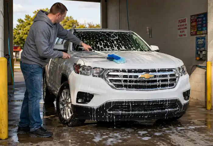 foam-brush-scrubbing-car-hood