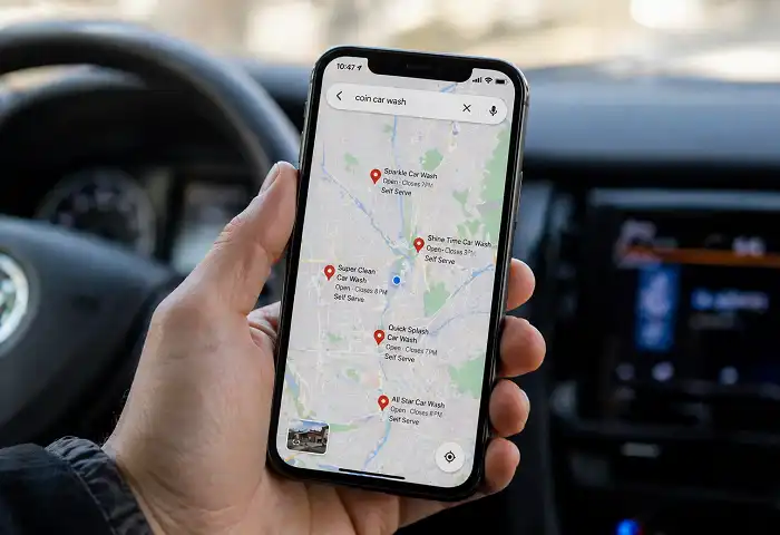 google maps self service car wash search