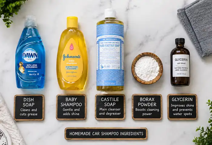 homemade car shampoo recipe ingredients comparison