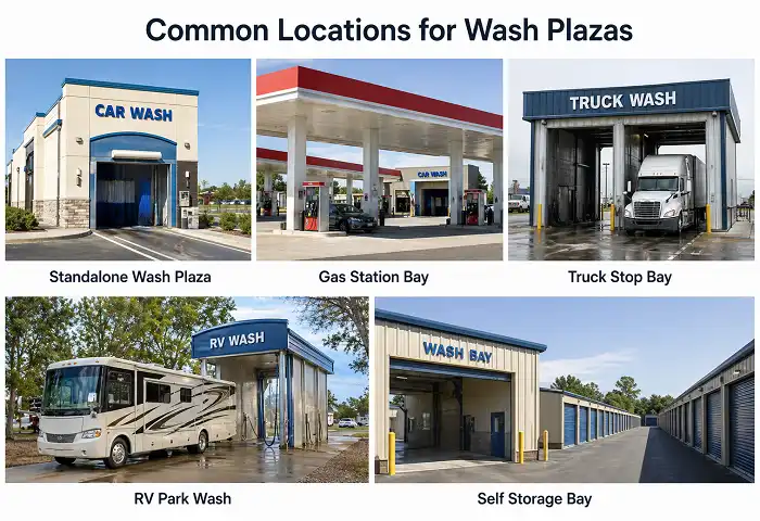 self service car wash location types infographic