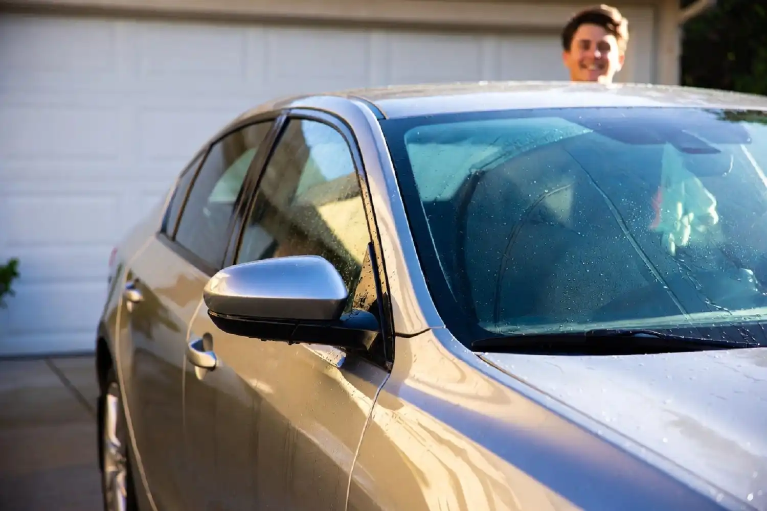 Shiny clean car after washing with home make car wash soap at home