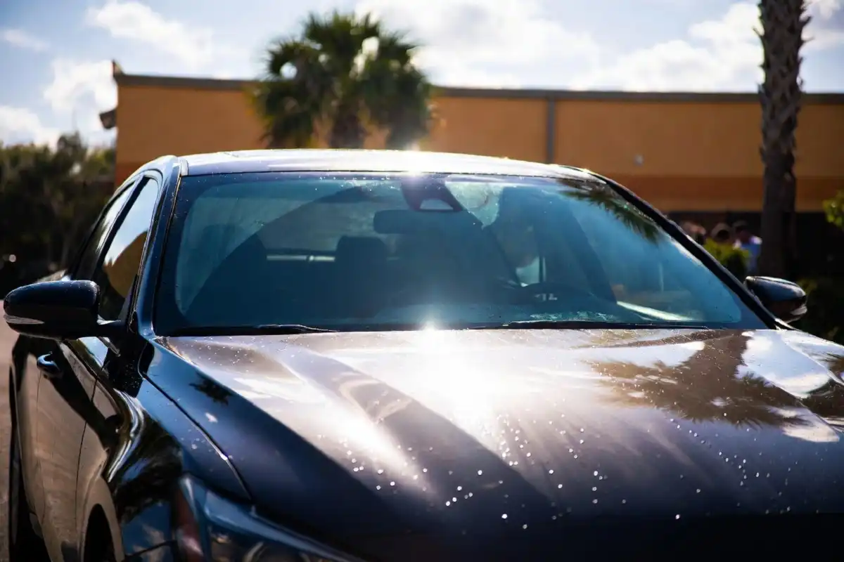Sparkling clean black car after Bubble Down Car Wash visit