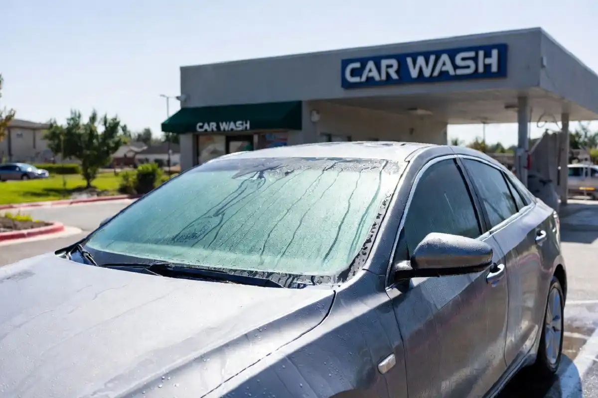Freshly cleaned and shining vehicle after a Shiny Shell Car Wash